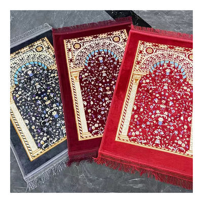 10mm Mosque Prayer Rug Color Cotton Filler With Non-Slip Backing