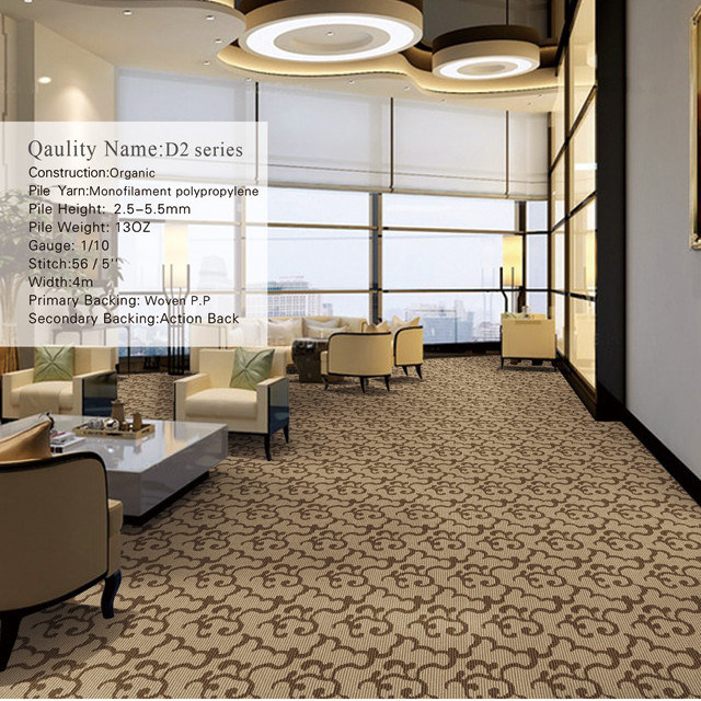 Comfortable Tufted Broadloom Carpet Hotel Polypropylene Carpet