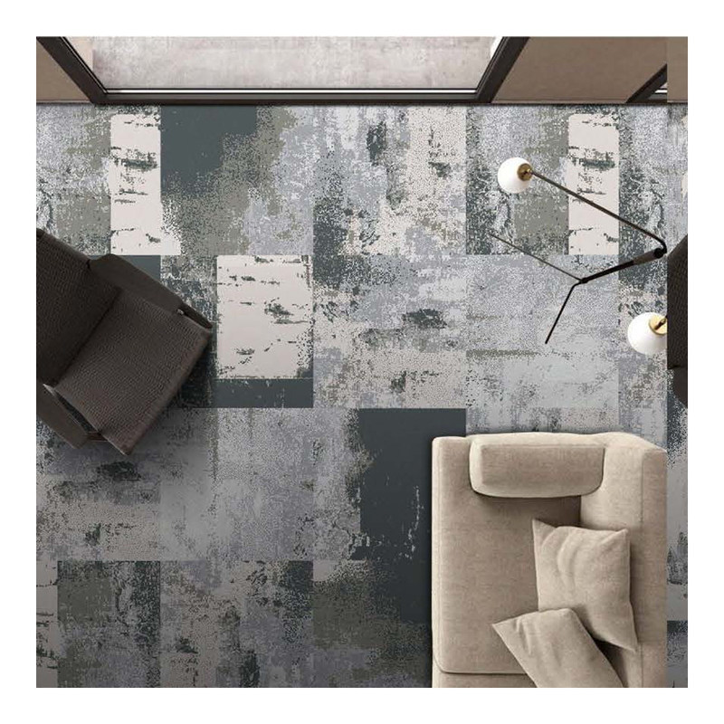 Graphic Pattern Nylon Fiber Printed Carpet Tiles With PVC Backing
